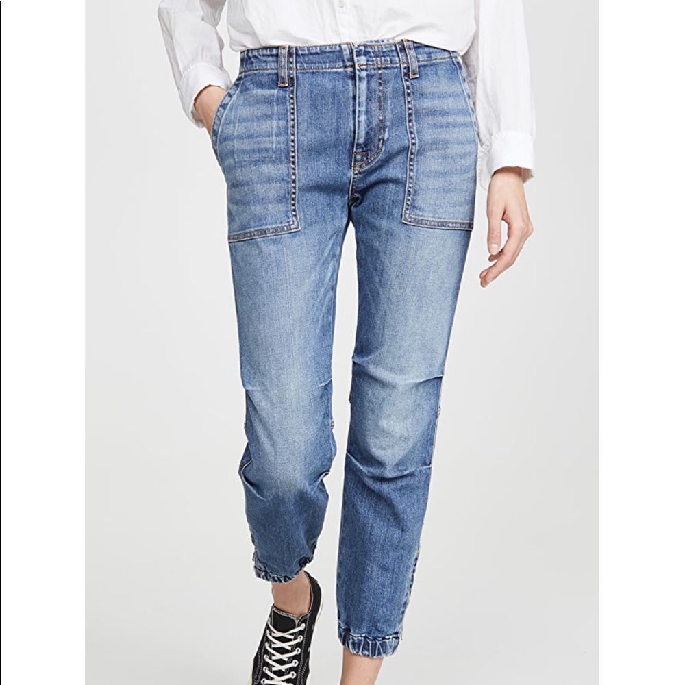 Nili Lotan Mid-Rise Military Cropped Jeans - Duane Wash